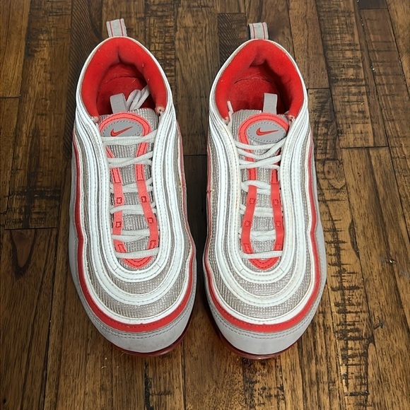 Nike Air VaporMax 97 Sneakers Athletic Red White Atmosphere Grey 6Y or wm 7.5